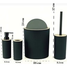 Elivora Store Quardi Banyo Seti Modern Çizgili - 7 L Kova 4 Parça Banyo Çöp Kovası ve Aksesuar Seti (Beyaz)