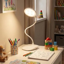 Elivora Store Amber LED Şarjlı, 3 Kademe Dokunmatik Parlaklık Ayarlı, 4000K Renkli Çocuk ve Çalışma Masası Için Esnek Gövdeli Masa Lambası (Model 1)