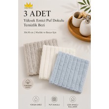 Missclean ( 3 Adet ) Yüksek Emici Puf Dokulu Temizlik Bezi 30X30 cm Mutfak ve Banyo Için