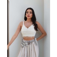 Esra Helvacı Deniz Kabuklu Crop Bluz