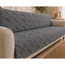 SYCAMORE HOME Premium Şönil Koltuk Örtüsü 175X215 cm Kesik Çizgi Desenli Kaymaz Yıkanabilir Jakarlı Çekyat Kanepe Örtüsü Lüks Salon Örtüsü