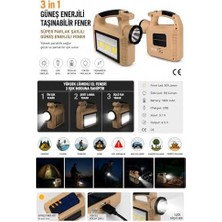 Elivora Store Max Energy 3in1 Güneş Enerjili Taşınabilir Fener, Çok Amaçlı Güneş Enerjili Projektör, Profesyonel Güçlü Işıklı Şarjlı Led,trekking & Balıkçılık, Kamp & Acil Durum Şarjlı, Taşınabilir, Çok Amaçlı Krem