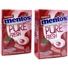 Mentos Pure Fresh Çilek Aromalı Şekersiz Tatlandırıcılı Draje Sakız 22 G (2 Adet)
