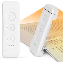 Elivora Store Glocusent USB Şarj Edilebilir Kitap Işığı, Kitapta Göz Bakımı Okuma Işığı Klipsi, 3 Renk ve 5 Parlaklık Kısılabilir, Taşınabilir ve Esnek, 80 Saate Kadar Uzun Ömürlü (Beyaz)