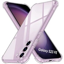 Elivora Store Galaxy S23 Fe Kapak Kamera Korumalı Airbag Antishock Köşe Korumalı Şeffaf Silikon Kılıf