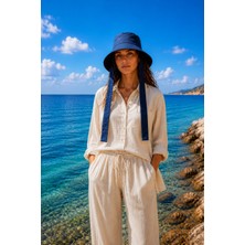 Marina Pamuklu Bağlamalı Bucket Şapka Lacivert PS2601-2