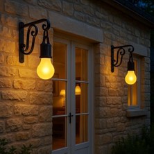 Elivora Store 2 Li Set Güneş Enerjili LED Dış Mekan Lamba, Su Geçirmez, Ferforje Askılı, USB Type-C Şarjlı, 3 Modlu, Kapı Önü, Bahçe, Balkon, Garaj ve Işyeri Giriş Aydınlatması, Dekoratif Solar Lamba