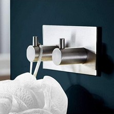 Elivora Store Paslanmaz Çelik Havlu/bornoz Askısı / 2 Adet Ikili Askılık/banyo Mutfak Havlu Askısı