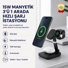 Hızlı Store 3-In-1 15W Kablosuz Şarj Istasyonu – Telefon, Kulaklık ve Akıllı Saat Için Hızlı Wireless Charging Stand