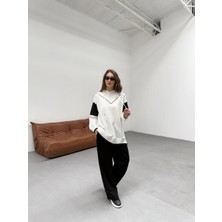 Garni Detaylı Kapüşonlu Sweat ve Bol Paça Pantolon Takım