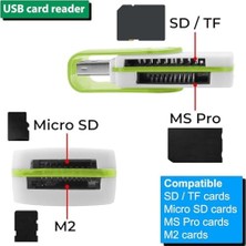 Elivora Store Pc Için USB Sd Kart Okuyucu, Micro Sd Karttan USB Adaptörüne, Kamera Için Ms Duo, Micro Ms Kart Okuyucu Hafıza Kartı Okuyucu, Pc, Dizüstü Bilgisayar Için Kart Okuyucu Yeşil