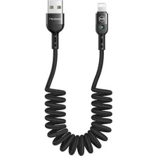 Elivora Store Lightning Spiral Ledli Örgü Kablo 1.8m 2A Siyah