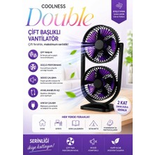 Arvonx Spray Double Fan Şarjlı Buharlı Serinletici Fan Rgb Işıklı Çift Pervaneli Masa Fanı