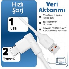 Elivora Store USB To Type-C ile Uyumlu iPhone ve  ile Uyumlu Hızlı Şarj ve Data Kablosu 40 cm L Tipi Gaming (Siyah)
