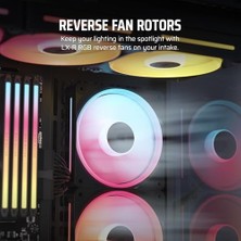 Elivora Store Icue Link LX120-R Rgb 120MM Pwm Ters Fanlar - Üçlü Fan Kiti - Düşük Gürültülü,  Manyetik Kubbe Rulman, Çift Işık Döngüsü,  Quikturn Vidaları, Sıfır Rpm Modu - Siyah