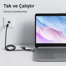Elivora Store C6AC15 2in1 Usb-A & Type-C To RJ45 1000MBPS Gigabit Ethernet Dönüştürücü Cat6 Kablo 1.5 Metre Thunderbolt 3/4/5, Mac/windows/ipad/android Uyumlu