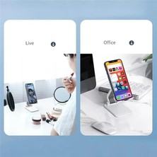 Elivora Store Katlanabilir Stant Business Model Abs + Silikon Materyal Tablet Akıllı Telefon Standı Masaüstü Stand Katlanabilir Cep Telefonu Telefon Tutucu Q7-L (Siyah)