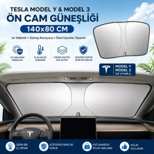 Baseus Polham 140x80 CM Tesla Model Y ve Model 3 İle Uyumlu Ön Cam Güneşliği, Isı Yalıtımlı Güneş Koruyucu