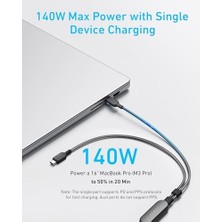 Elivora Store 2-In-1 Usb-C To Usb-C 140 W Kablo A8895, Siyah