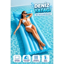 Yıldırım Oyuncak Büyük Boy Deniz Yatağı 183×69 cm – Konforlu Baş Yastıklı Şişme Havuz & Deniz Yatağı