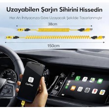 Elivora Store 4’ü 1 Arada 65W Yaylı Hızlı Şarj Kablosu Type-C & Lightning Pd Destekli, Dolaşmaz Spiral Tasarım, 1.5m Uzayabilir, Araç & Ev Uyumlu Şarj ve Veri Kablosu (Siyah)