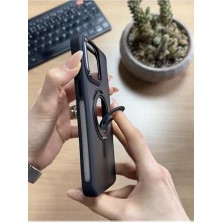 Elivora Store Standlı ve Yüzüklü Magsafe Kılıf SOOCASE721 Siyah iPhone 15 Pro Max ile Uyumlu