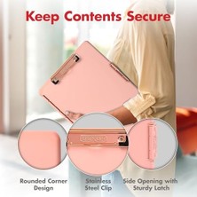Elivora Store Dexas Slimcase 2 Sıkıştırma Tahtası, Yan Açıklık, 31,8 x 24,1 Cm, Pembe Altın Klipsli Pembe