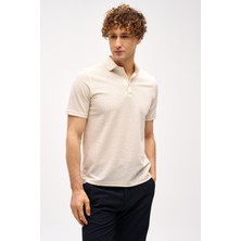 İGS Erkek Bej Slim Fit Fermuarlı Polo Yaka Kısa Kollu Tişört