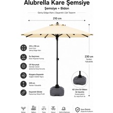 Düvenci Toptan Düvenci Alubrella Krem Güneş Şemsiyesi Kare 210/210, BİDONLU
