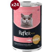 Reflex Plus Konserve Sos Içinde Et Parçacıklı Somonlu Yetişkin Kedi Maması 400 Gr*24 Adet