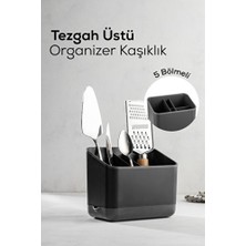 Empressco Pratik 5 Bölmeli Tezgah Üstü Kaşık Düzenleyici Organizer Antrasit