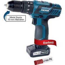 Proter 614LD Darbeli 10MM Şarjlı Matkap
