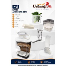 Üzümoğlu 7’li Kafes Kuşu Aksesuar Seti Akıllı Yemlik, Suluk, Mamalık, Banyoluk, Sebzelik, Ballık ve Kalamar Askı Aparatı