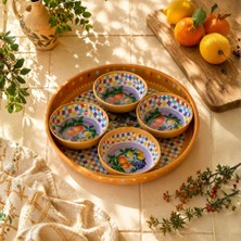Sarkap Home 26 cm Lemon Design Turuncu Meyve Tabağı ve 10X3,2 cm 4'lü Çerezlik Seti
