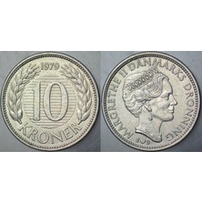 Banknoting Danimarka 10 Kron 1979 Kraliçe Margarethe Dönemi.