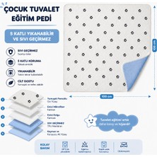 CDE Desenli Çocuk Tuvalet Eğitim Pedi 100X100 cm 5 Katlı Yıkanabilir Sıvı Geçirmez Yatak Koruyucu