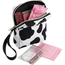 NS Reliable Inek Desenli Kadın Hijyenik Ped Saklama Çantası - Mini Organizer Düzenleyici Kılıf - 10X14X3 cm