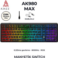 CoverZone Kablolu Mekanik Oyun Klavyesi 8000Hz-Rapid Trigger-Dks-Tkl | Ajazz AK980 Max He