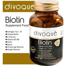 Divoque Saç Vitamini 60 Tablet - (5000 Mcg Biotin + Kolajen Tip I - Tip
III+ Çinko + Demir...)