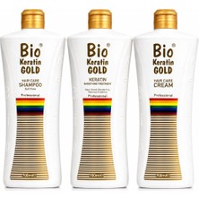 Bio Keratin Gold 3'lü Set Düzleştirici Saç Bakımı 700 ml Sıvı Formda Brezilya Fönlü Saçlar İçin