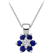 Sirius Safir ve Pırlanta Taşlı Papatya Kolye 0417P0037
