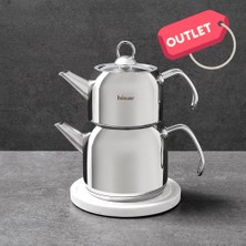 Hisar Saturn Indüksiyon Tabanlı Mini Çelik Çaydanlık Cam Kapaklı **outlet**