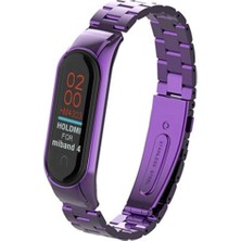 Marsilyan™- Xiaomi Mi Band 4 Metal Baklalı Kordon - Mor