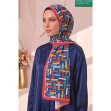 Benetton Fiore Desenli Şal B-S-1011 Indigo