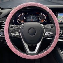 Mega Oto Market Universal Pembe Taşlı Direksiyon Kılıfı Lüks Tasarım 37-38 cm