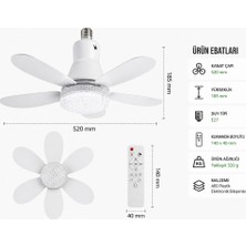 Comerciante Pervaneli LED Lamba Fan – Kumandalı Tavan Vantilatörü, Ampul Tipi Soğutucu Işık, 3 Kademeli Fan + LED Aydınlatma
