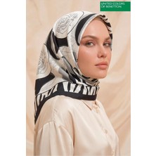Benetton Sıena Desenli Eşarp B-E-1009 Gri