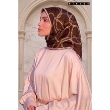 Sisley Saten Kadın Ipek Eşarp S-E-2033 Kahve