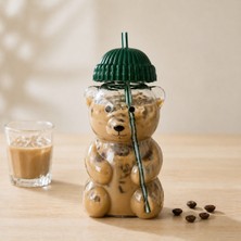 Sihome Ayıcıklı Pipetli Bardak – Iced Coffee & Smoothie Için Şeffaf Sevimli Tasarım (Hafif & Dayanıklı) 830 ml