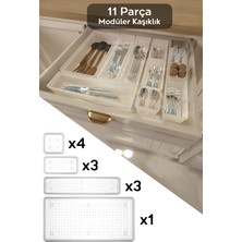 Empressco 11 Parça Modüler Mutfak Kaşıklık Seti, Ayarlanabilir, Şeffaf Organizer